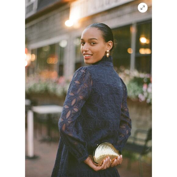 Tuckernuck Navy Organza Palmerston Dress Sz M - Picture 8 of 11